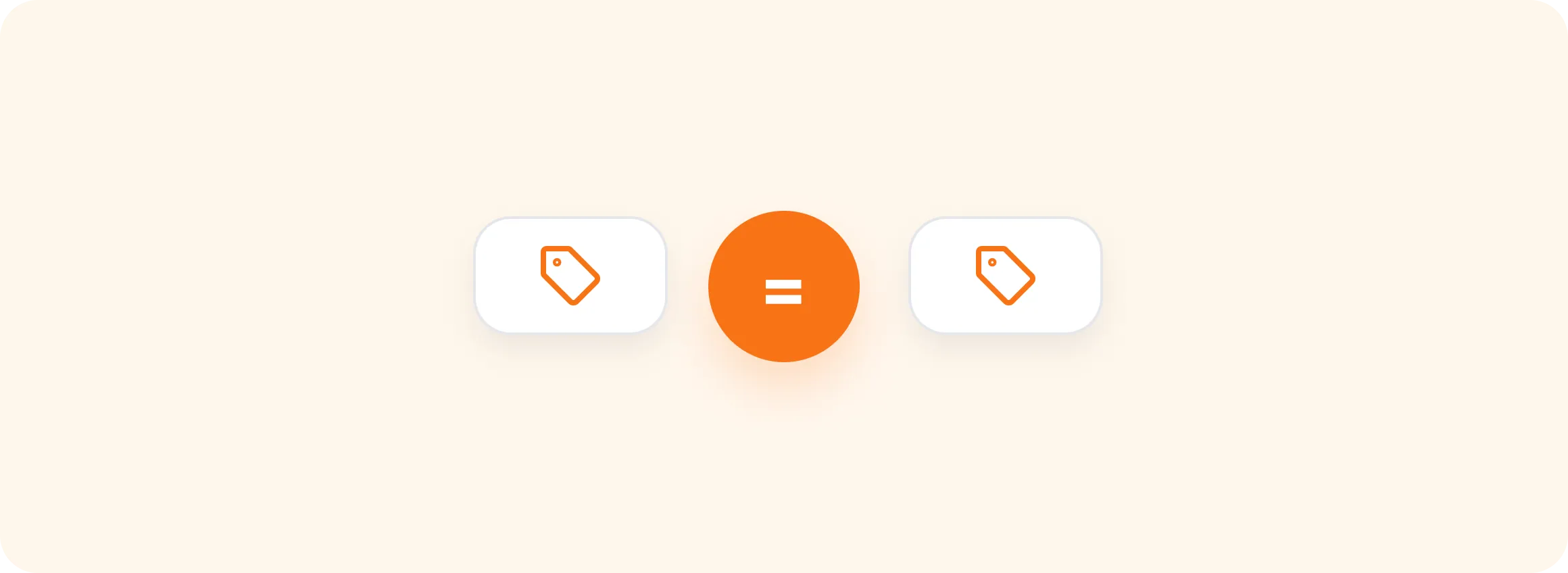 Two price tags either side of an equals sign